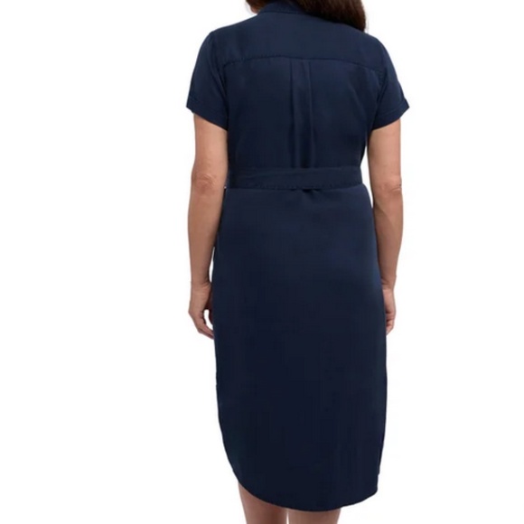 Teddy Rose Women’s Navy Button Up Belted Casual Neutral Shirt Dress NWT size Med - Picture 3 of 6